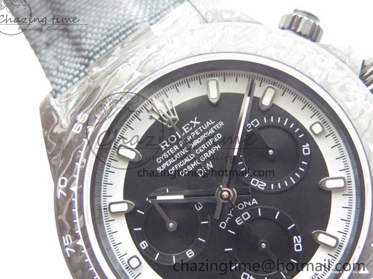 0601 Daytona DIW Carbon OMF Best Edition Black White Dial on Black Nylon Strap A OnTrend 2843